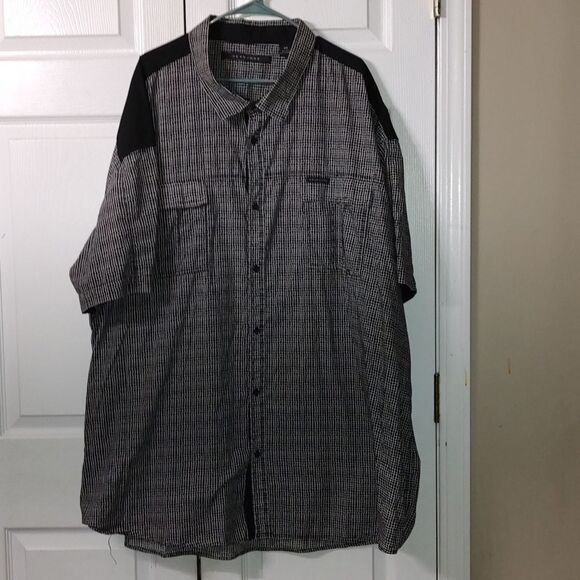 Sean John black white button down short sleeve shirt Sz 6XB extra big - Picture 1 of 6